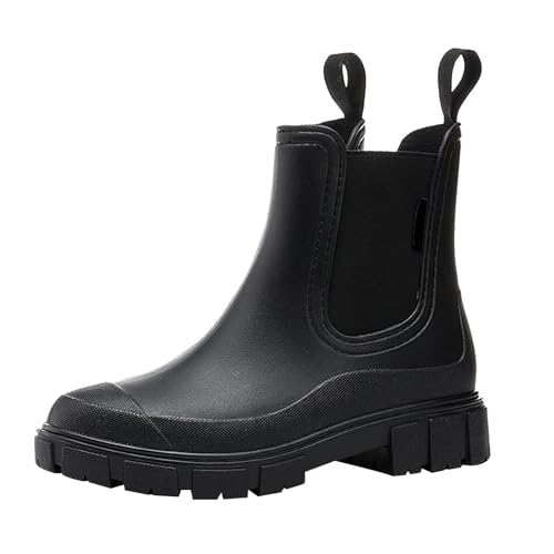 Gummistiefel Damen Wasserdicht Gummistiefeletten Stylisch Halbhohe Boots Rutschsicher Abriebfest Outdoorschuhe Atmungsaktiv Regenschuhe Komfort Garten Stiefeletten Slip On Regenstiefel von Generisch