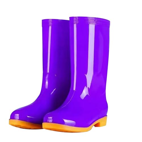 Gummistiefel Damen Wasserdicht Outdoor Regenstiefel Rutschfest Hohe Gummistiefel Mode Bunt Regenschuhe Garten Stiefel von Generisch