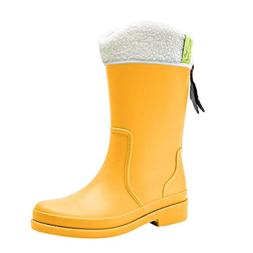 Gummistiefel-Damen Wasserdicht mit Blockabsatz Gefüttert Gummistiefel Weiß Halbhoch 39 Rain Boots Festival Schwarz Regenstiefel Leichte Kurz Regenstiefeletten Stiefeletten Gr.37-41 von Generisch