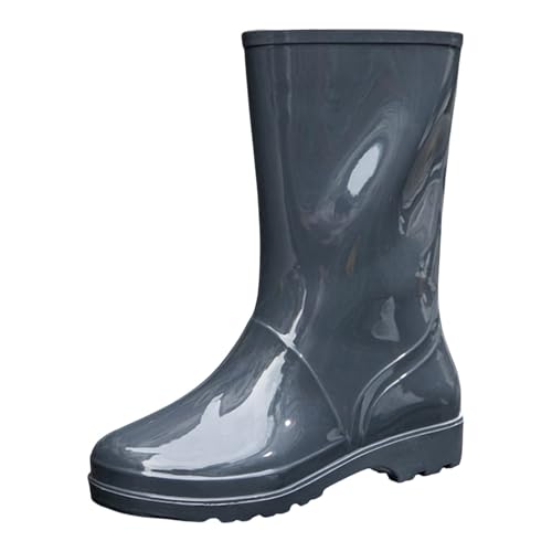Gummistiefel Damen Wasserdichte Stiefeletten Damen Regenstiefel für,Gartenstiefel,Kniehohe Regenschuhe mit Bequemer Innensohle,Rutschfeste Hohe Regenstiefel Fahrrad Schuhe 39 (Grey,38) von Generisch