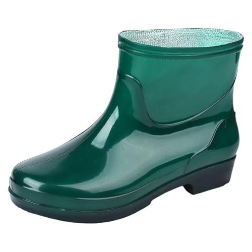Gummistiefel Damen Winter Stallstiefel Wasserdicht Damen Regenstiefel Arbeitsstiefeletten Gummi rutschfeste Gartenschuhe Autowaschschuhe für Die Gummistiefel Extra Weit Schuhe (Green,41) von Generisch
