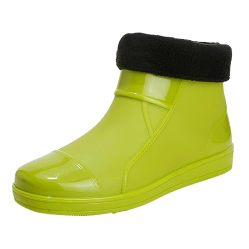 Gummistiefel Extra Weit Regenschuhe Damen Men'S Spring Summer Autumn And Winter Short Sleeved Cotton Detachable And Washable Outdoor Fashion Work Fishing Car Wash Kitchen Non Schuhe Herren (Green,41) von Generisch
