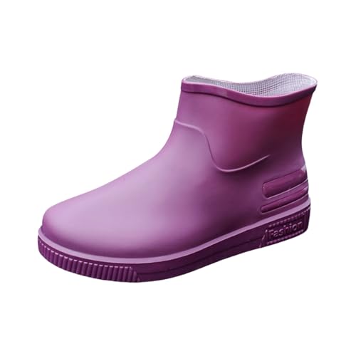 Gummistiefel Extra Weit Stiefel Wasserdicht Damen Regenstiefel Damen Bequeme Gummistiefel Weite Wade Mid Rainboots Schuhe für Die Arbeit Im Freien Schuhe Stiefeletten mit Absatz (Purple,40) von Generisch