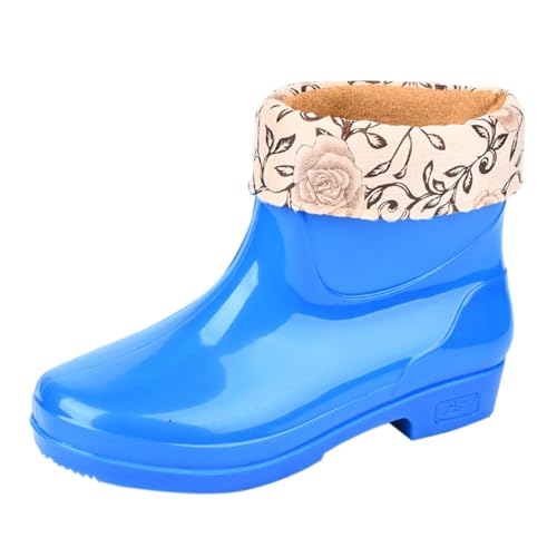 Gummistiefel Extra Weit Stiefeletten Damen Women'S Spring Summer Autumn And Winter Short Sleeved Cotton Removable And Washable Outdoor Fashion Work Fishing Kitchen Non Slip Warm S Damen (Blue,36) von Generisch