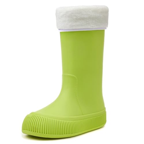 Gummistiefel Extra Weit Wasserfeste Stiefel Damen Short Rain Boots for Womens Ankle Rainboot Garden Boot Ladies Rubber Outside Work With Comfort Hohe Schuhe Damen Schwarz mit Absatz (Green,40) von Generisch