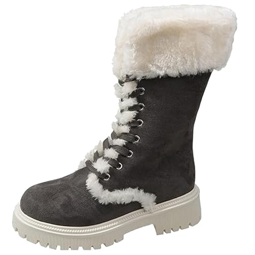 Gummistiefel Gefüttert Winter Gefüttert rutschfest Stiefeletten Bequem Breite Füße Orthopädische Reitstiefel Elegant Plateau Slip On Reitstiefel Cozy Boots Grau 39 von Generisch