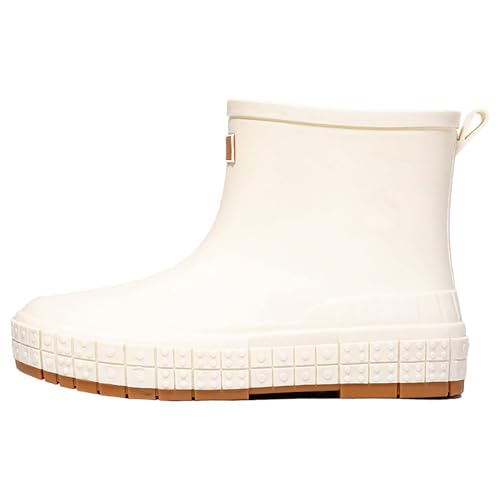 Gummistiefel Gelb Damen Stiefel Weiter Schaft Damen Regen Slip Freizeitschuhe Kurze Stiefeletten Outdoor Fashion Freizeitschuhe Schuhe Plateau (White,41) von Generisch