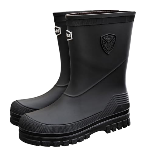 Gummistiefel Herren，Rutschfester Halbhoch Regenstiefel，Winddicht Abriebfest Arbeitsschuhe，Weichen Sohle Regenschuhe，Leichte Bequem Schlupfstiefel，Wasserdicht Angelstiefel，Outdoor Gartenschuhe von Generisch