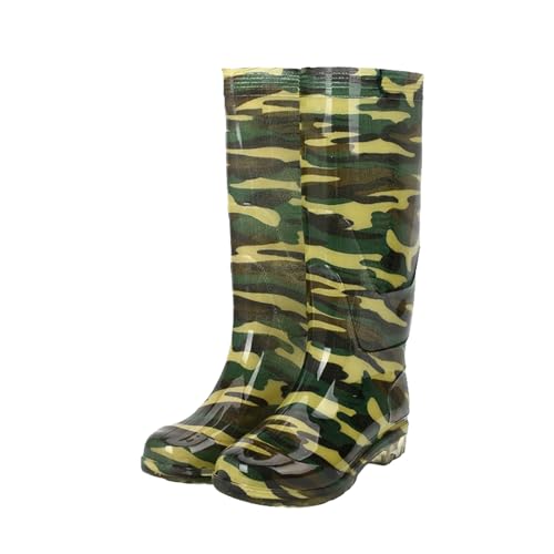 Gummistiefel Herren Camouflage Regenstiefel Herren Hoch, Stiefel wasserdichte Regenschuhe rutschfest Halbstiefel Verschleißfest Wasserschuhe Leichte Garten Stiefel Casual Arbeitsschuhe von Generisch