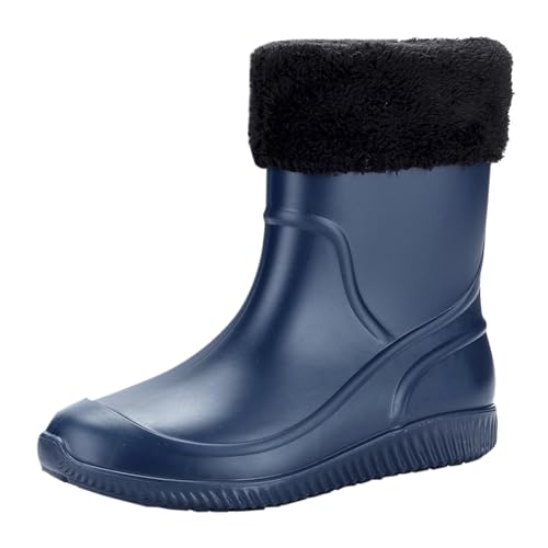 Gummistiefel Herren Gefüttert Regenstiefel Regenschuhe Winter Stiefeletten Sicherheitsstiefel Garten Stiefel Rain Boots Wasserdicht Arbeitsschuhe Gummistiefeletten Schlupfstiefel Arbeitsstiefel von Generisch