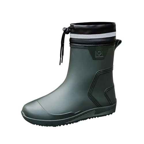 Gummistiefel Herren Halbhoch, Regenstiefel Damen Gefüttert Stiefeletten Mit Kordelzug Gummi Stiefel Bündelung Winterstiefel Warme Halbstiefel Leichte Wasserschuhe Outdoorschuhe Gummistiefeletten von Generisch