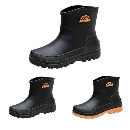 Gummistiefel Herren Halbhoch - Angelstiefel Herren Wasserdicht Einfarbige Regenstiefel Safety Rutschfest Stiefeletten Weiter Schaft Trekkingstiefel Ankle Boots Geschlossen Regenschuhe Damenstiefel von Generisch