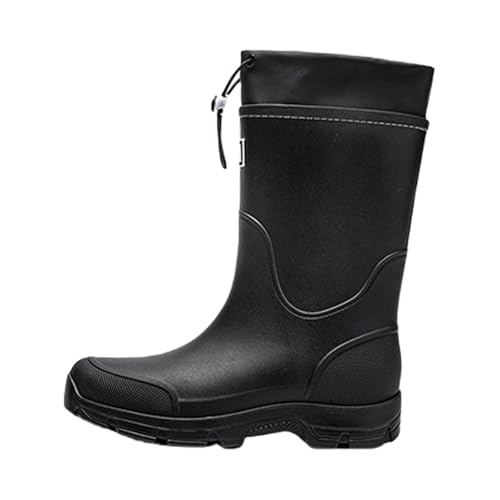 Gummistiefel Herren Halbhoch Regenstiefel Herren Hoch rutschfest Außenschuhe Wasserfest Sicherheitsstiefel Slip On Stiefeletten Minimalist Plateau Boots Mit Plateau Ankle Boots von Generisch