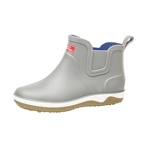 Gummistiefel Herren Halbhoch Stiefel Herren Wasserdicht Gummi Stiefeletten rutschfest Regenstiefel Mit Plateau Schnittschutzstiefel Minimalist Arbeitsstiefel Outdoor Heldgummistiefeletten von Generisch