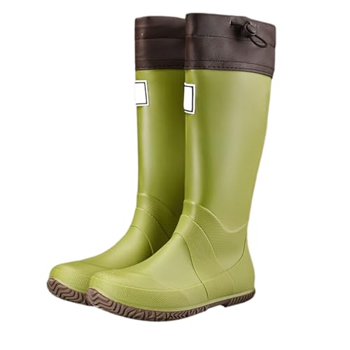 Gummistiefel Herren Regenstiefel für Herren, Outdoor, Wandern, Camping, Schuhe, rutschfest, niedriger Absatz, bequem, für alle Jahreszeiten, langlebig, rutschfeste Sohle Fahrrad Schuhe (Green, 40) von Generisch