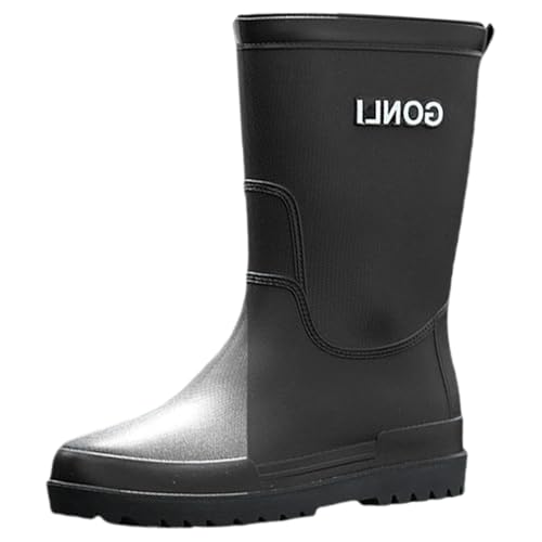 Gummistiefel Herren Wasserdicht Regenstiefel Herren Halbhoch, Stiefel Warme Regenschuhe rutschfest Outdoorschuhe Freizeit Winterstiefel Einfarbig Halbstiefel Bequeme Garten Stiefel Rain Boots von Generisch