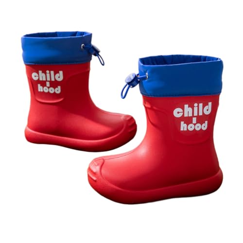 Gummistiefel Jungen Drucken Wasserdicht Regenstiefel Kinder Niedlich Mädchen Kinderstiefel Bequem Outdoor Regenschuhe Rutschfest Leicht Schlupfstiefel Rot 24 von Generisch