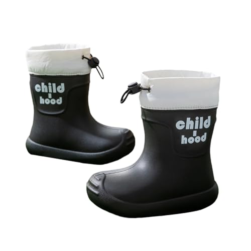 Gummistiefel Jungen Drucken Wasserdicht Regenstiefel Kinder Niedlich Mädchen Kinderstiefel Bequem Outdoor Regenschuhe Rutschfest Leicht Schlupfstiefel Schwarz 27 von Generisch