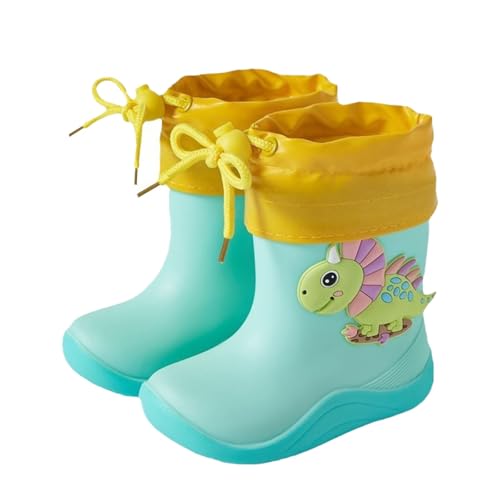 Gummistiefel Jungen Mädchen Regenstiefel Kinder Wasserdicht Regen Stiefel Kleinkind Wasserstiefel Cartoon-Dinosaurier-Muster Regenschuhe für Outdoor-Aktivitäten von Generisch