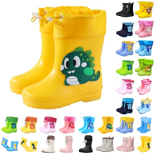 Gummistiefel Kinder Gefüttert Regenstiefel Mädchen Regenfüßlinge Jungen Regenschuhe Leichte Barfussschuhe Kinder Barfuß Baby Dinosaurier rain Boots von Generisch