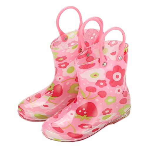 Gummistiefel Kinder Handle It Wasserdicht Kinderstiefel Niedlich Drucken Leicht Regenschuhe Jungen Mädchen Rutschfest Regenstiefel Lässig Outdoor Bootschuhe Rot 25 von Generisch