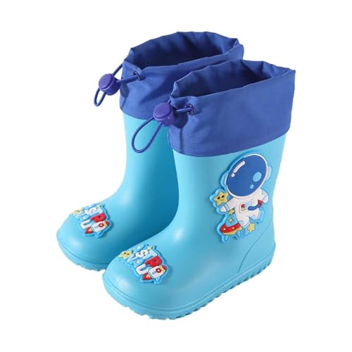 Gummistiefel Kinder Junge Mädchen Regenstiefell Bequem Wasserschuhe Regenzeit Baby Regenschuhe Leichte Cartoon Verstellbare Kordelzug Bequem Boots Regenstiefell Wasserdicht Slip Stiefel von Generisch