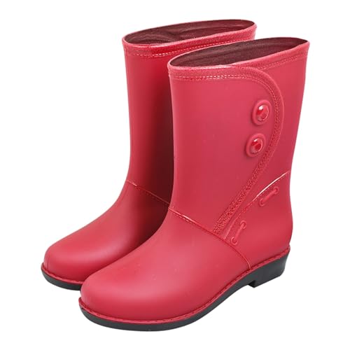 Gummistiefel Kinder Unisex Anti-Rutsch Wasserschuhe Outdoor Regenschuhe Weiche Sohle Halbhoch Bequem Regenschuhe Verstellbare Wasserschuhe Jungen und Mädchen Kinderstiefel von Generisch