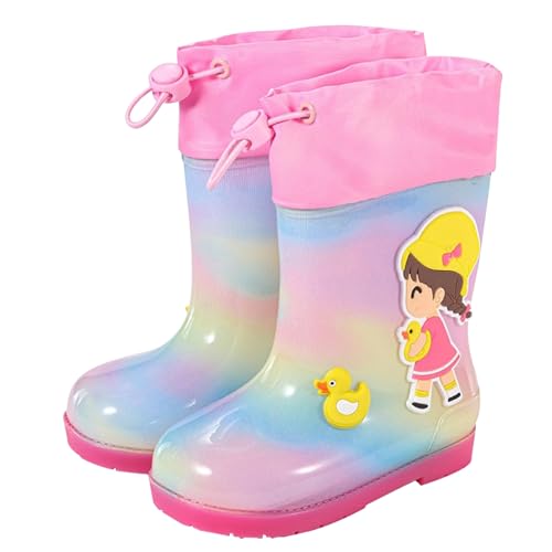 Gummistiefel Kinder Unisex Mit Verschnürbarer Nylonstulpe wasserdichte Regenstiefel Federleichte Regenschuhe Gummistiefeletten Halbhoher Gummistiefel Für Jungen Mädchen (31 Big Kids) von Generisch