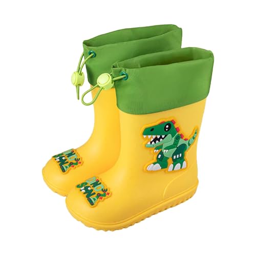 Gummistiefel Kinder Unisex Mit Verschnürbarer Nylonstulpe wasserdichte Regenstiefel Rutschfester Federleichte Atmungsaktiv Regenschuhe Gummistiefeletten Hohe Gummistiefel Für (Yellow, 27 Toddler) von Generisch
