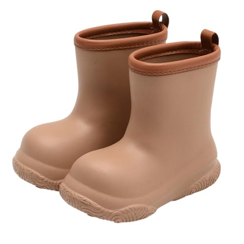 Gummistiefel Kinder Unisex Wasserdicht Regenstiefel Für Jungen Mädchen Leichte Bequeme Regenschuhe mit rutschfeste Sohle Atmungsaktiv Ungefütterter Gummistiefel (A1-Brown, 30) von Generisch