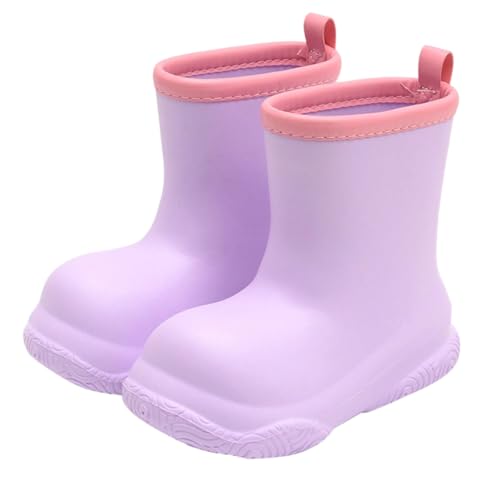 Gummistiefel Kinder Unisex Wasserdicht Regenstiefel Für Jungen Mädchen Leichte Bequeme Regenschuhe mit rutschfeste Sohle Atmungsaktiv Ungefütterter Gummistiefel (A1-Purple, 32) von Generisch