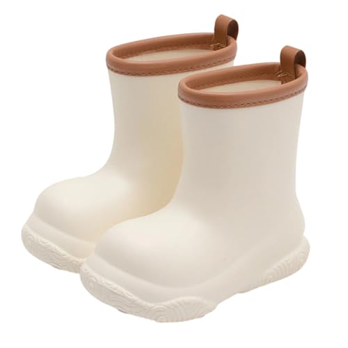 Gummistiefel Kinder Unisex Wasserdicht Regenstiefel Für Jungen Mädchen Leichte Bequeme Regenschuhe mit rutschfeste Sohle Atmungsaktiv Ungefütterter Gummistiefel (A1-White, 30) von Generisch