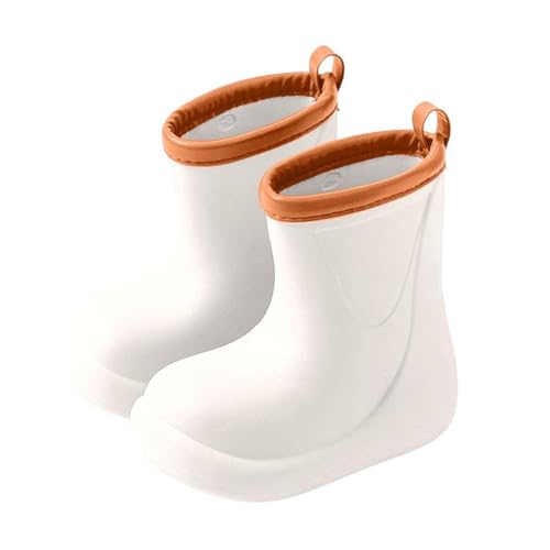 Gummistiefel Kinder Unisex Wasserdicht Regenstiefel Für Jungen Mädchen Leichte Bequeme Regenschuhe mit rutschfeste Sohle Atmungsaktiv Ungefütterter Gummistiefel (A2-White, 30) von Generisch