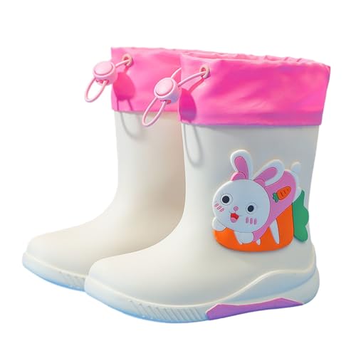 Gummistiefel Kinder Unisex Wasserdichte Regenschuhe Mit Rutschfester Sohle Federleichte Atmungsaktiv Ungefütterter Regenstiefel Schlupfstiefel Halbhoher Gummistiefel Für (White, 31 Little Child) von Generisch