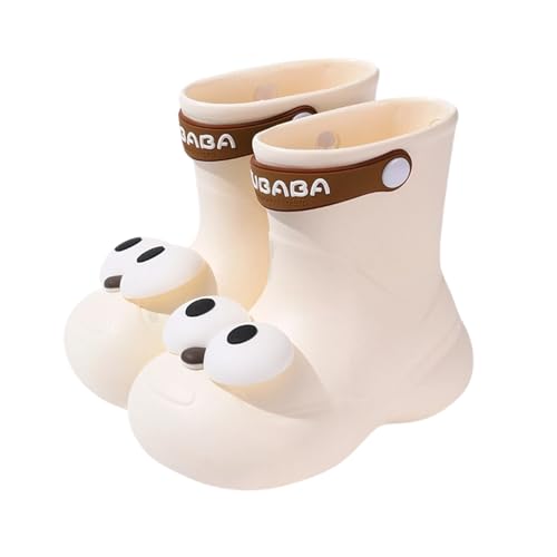 Gummistiefel Kinder Unisex wasserdichte Regenschuhe Mit Rutschfester Sohle Federleichte Atmungsaktiv Ungefütterter Regenstiefel Schlupfstiefel Halbhoher Gummistiefel Für Jungen Mädchen (White, 19.5) von Generisch
