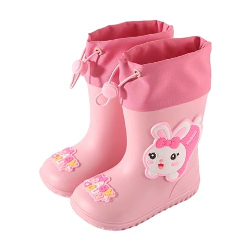 Gummistiefel Kinder Wasserdicht Regenstiefel mit Verschnürbarer Nylonstulpe Leichte Bequeme Cartoon rutschfeste Regenschuhe Atmungsaktiv Gefütterter Gummistiefel Jungen Mädchen (27 Toddler) von Generisch