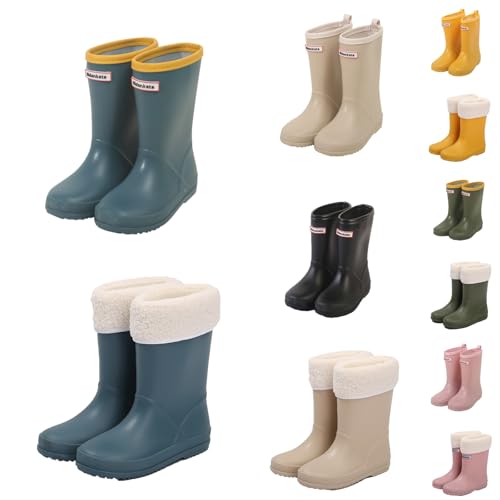 Gummistiefel Kinder Wasserdicht Rutschfest Halbhoch Regenstiefel Mädchen Schule Kinderstiefel Unisex Einfarbig Regenschuhe Lässig Outdoor Regenfüßlinge 01-Rot 34 von Generisch