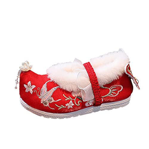 Gummistiefel Schuhe Winterschuhe verdickte Baumwolle Schuhe Mädchen Tanzschuhe Girls Boots (Red, 27.5 Little Child) von Generisch