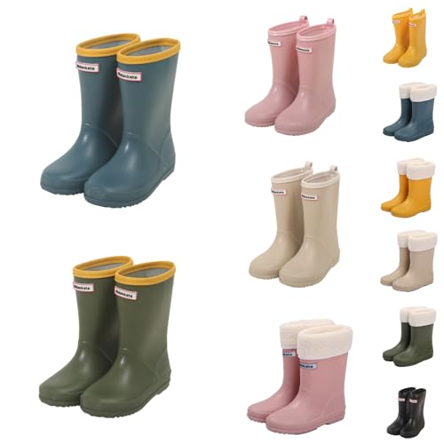 Gummistiefel Unisex Kinder Regenstiefel Mädchen Jungen Rutschfeste Hohe Bequeme Federleichte Kinderschuhe wasserdichte Regenschuhe für Outdoor Spielen A03- Gelb 31 von Generisch