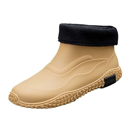 Gummistiefel Wasserdicht Kurz Regenstiefeletten Rutschfest Dicke Gartenstiefel Outdoor Neopren Arbeitsschuhe Bequem Gefüttert Thermo Winterstiefel Regenstiefel Gelb 38 von Generisch