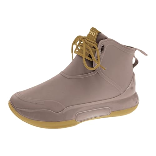 Gummistiefel Weitschaft Damen Halbstiefel Trendy Regenstiefel,Rutschfeste Outdoor Schuhe für Damen und Herren,Ideal für Küche,Garten,Motorrad,Angeln und Wasseraktivitäten Blaue Schuhe (Brown,37) von Generisch