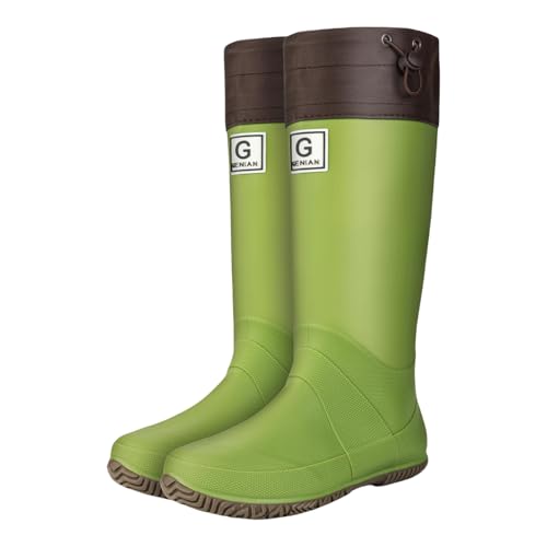 Gummistiefel Winter Damen Boots Wasserdicht Damen Regenstiefel mit Halbhoher Wade – Faltbare Gummistiefel mit Verstellbarem Schaft,Rutschfester Sohle,Leicht,für Diabetiker Schuhe (Green,39) von Generisch