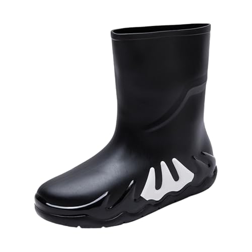 Gummistiefel Winter Damen Stallschuhe Wasserdicht Herren Gummistiefel mit Gummisohle,Lässige Kurze Stiefel,Leichte Stiefel mit Absatz,Rutschfeste Gummisohle Regenschutz Schuhe Fahrrad (Black,44) von Generisch