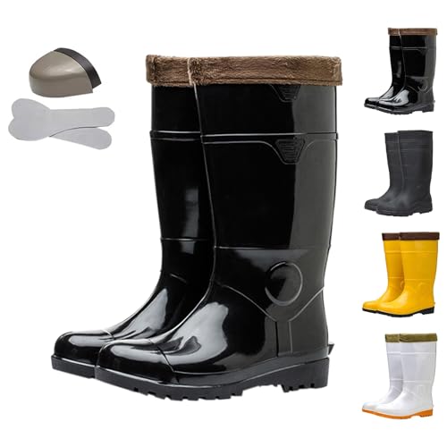 Gummistiefel für Herren, Regenstiefel, breite Wade, bequeme Chelsea-Stiefel, Schlupfschuhe, wasserdicht, rutschfest, Gartenstiefel mit PVC, W, 41 1/3 EU von Generisch