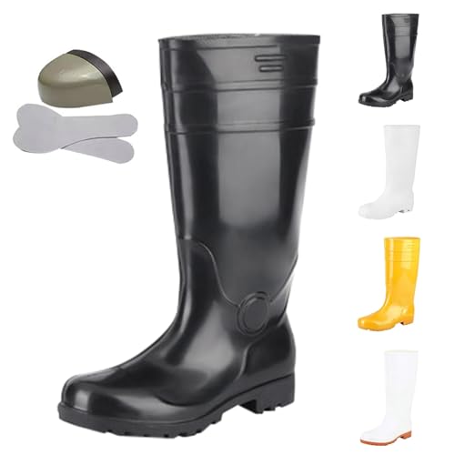 Gummistiefel für Herren, bequeme Regenschuhe, wasserdicht, Gartenstiefel mit PVC, rutschfest, Arbeits-Regenschuhe für Wandern, Spazierengehen, Outdoor, h, 42.5 EU von Generisch