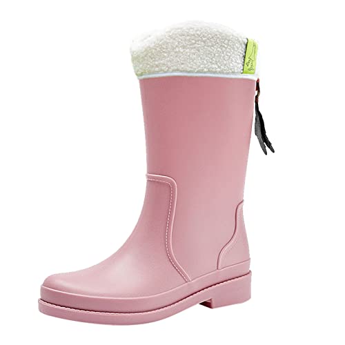 Gummistiefeletten Damen, Gefüttert Wasserdicht mit Blockabsatz Gummistiefel Leichte Weiß Festival Rain Boots Schwarz Kurz Regenstiefeletten 38 Halbhoch Stiefeletten Regenstiefel Gr.37-41 von Generisch