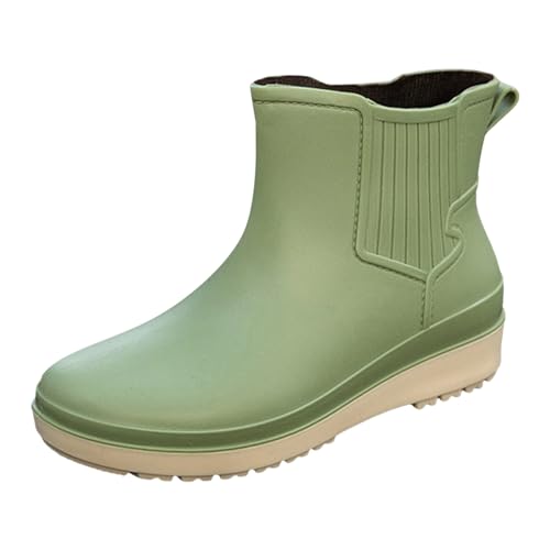 Gummistiefeletten Damen, Regenschuhe Herren/Damen Reitstiefel Festival Gummistiefel Gummistiefeletten Ankle Chelsea Boots Regenschuhe Extra Weit Gummischuhe Regenboots Mit rutschfest Sohle, Green, 40 von Generisch