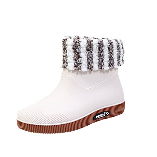 Gummistiefeletten Damen, Wasserdicht Gefüttert mit Blockabsatz Gummistiefel Winter Schwarz Kurz Stiefeletten Weiß Halbhoch Regenstiefel 38 Leichte Rain Boots Regen Schuhe Gr.37-41 von Generisch