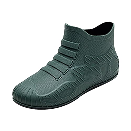 Gummistiefeletten Damen Gefüttert Regenboots Herren Regenschuhe mit Kordelzug und Elastischem Mund,Gummischuhe,Unterseite,Slipper,Ölkochschuhe Offene Schuhe Herren 42 (Green,41) von Generisch
