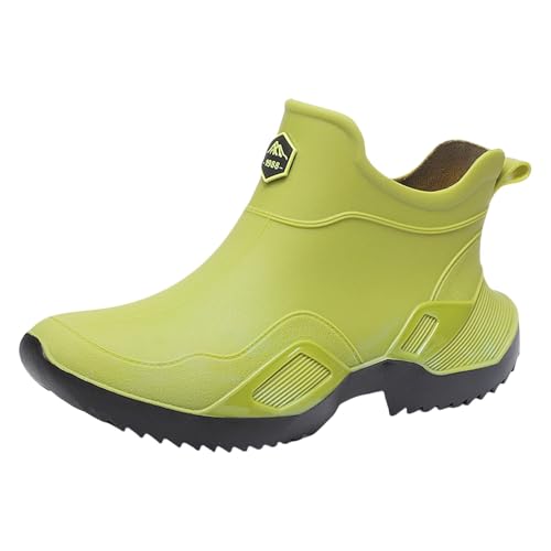 Gummistiefeletten Damen Gefüttert Übergangsschuhe Men'S And Women'S Rain Boots Water Shoes Couples' Same Style Top Rubber Shoes Casual Fashion Outdoor Work Fishing Car Wash Schuhe Herren (Green,41) von Generisch
